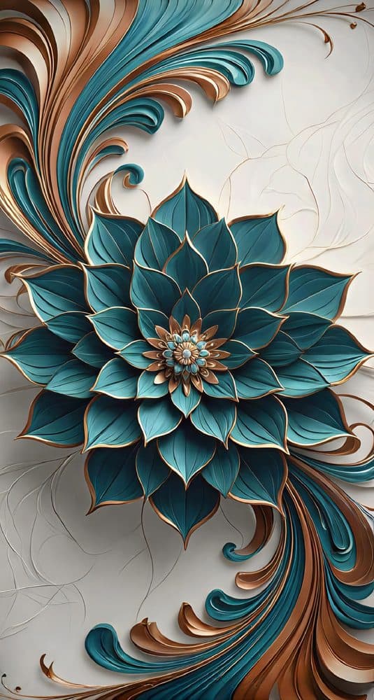 Dekoratif duvar paneli HD26221 — Mandala, petrol