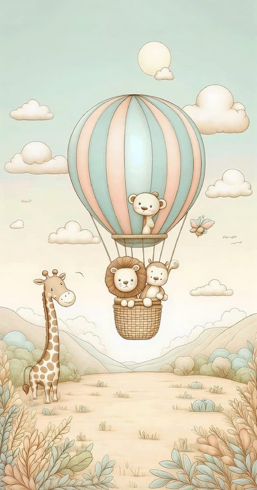 Dekoratif duvar paneli HD26229 — çocuk odası deseni, pastel, balon
