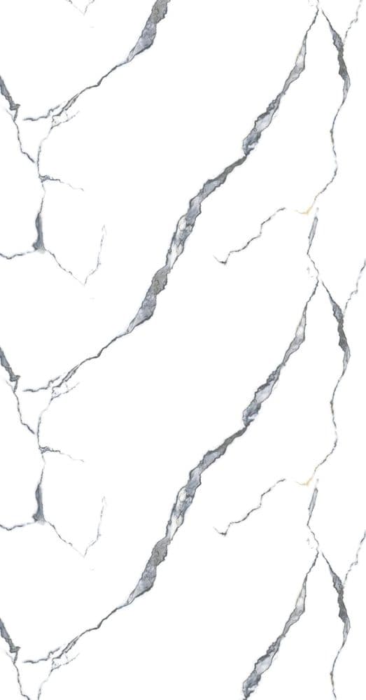 Mermer desenli folyo ML1228 — Statuario, beyaz, belirgin gri damar